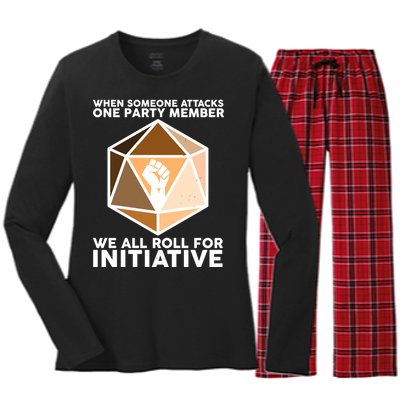 We All Roll For Initiative DnD Dice BLM Women's Long Sleeve Flannel Pajama Set 