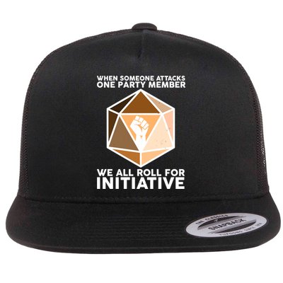 We All Roll For Initiative DnD Dice BLM Flat Bill Trucker Hat