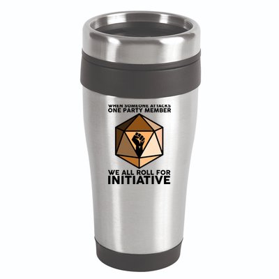 We All Roll For Initiative DnD Dice BLM 16oz Travel Tumbler
