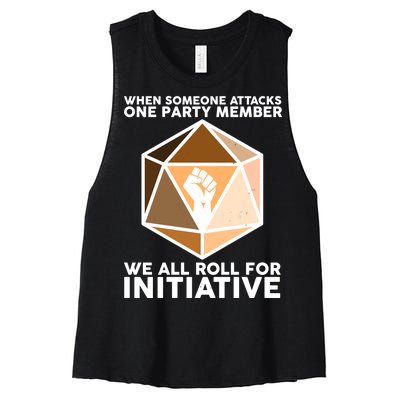 We All Roll For Initiative DnD Dice BLM Women's Racerback Cropped Tank