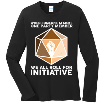 We All Roll For Initiative DnD Dice BLM Ladies Long Sleeve Shirt