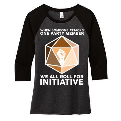 We All Roll For Initiative DnD Dice BLM Women's Tri-Blend 3/4-Sleeve Raglan Shirt