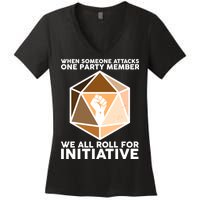 We All Roll For Initiative DnD Dice BLM Women's V-Neck T-Shirt