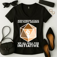 We All Roll For Initiative DnD Dice BLM Women's V-Neck T-Shirt