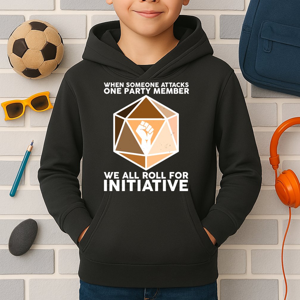 We All Roll For Initiative DnD Dice BLM Kids Hoodie