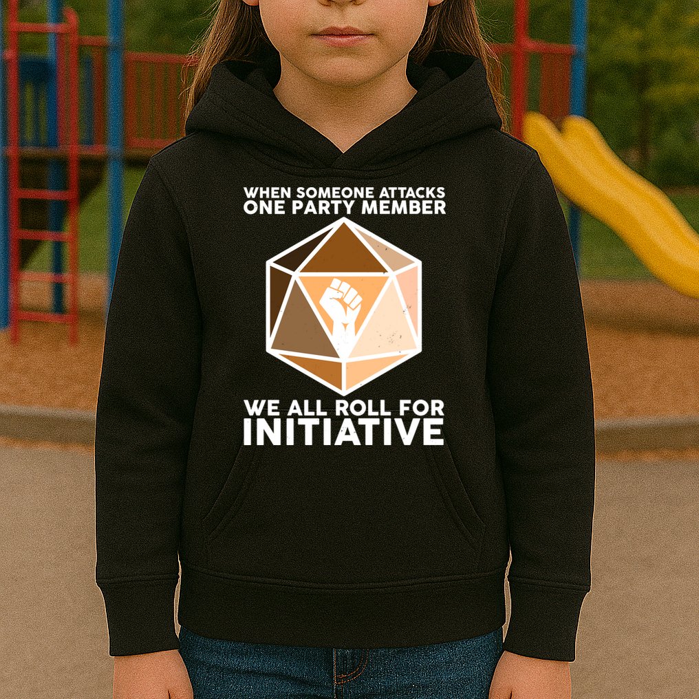 We All Roll For Initiative DnD Dice BLM Kids Hoodie