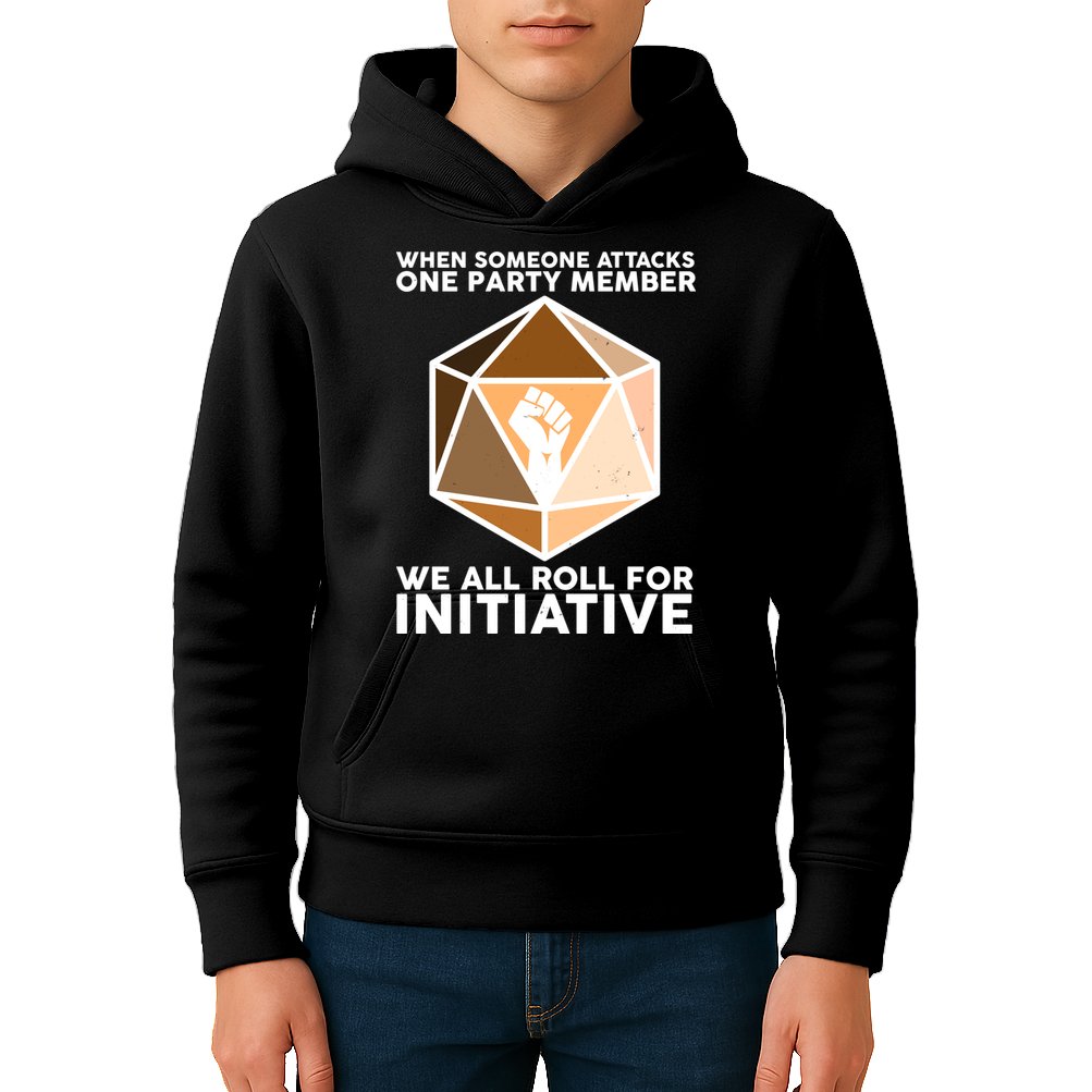 We All Roll For Initiative DnD Dice BLM Kids Hoodie