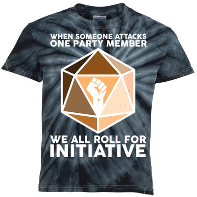 We All Roll For Initiative DnD Dice BLM Kids Tie-Dye T-Shirt