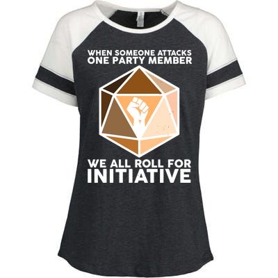 We All Roll For Initiative DnD Dice BLM Enza Ladies Jersey Colorblock Tee