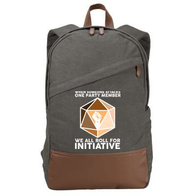 We All Roll For Initiative DnD Dice BLM Cotton Canvas Backpack