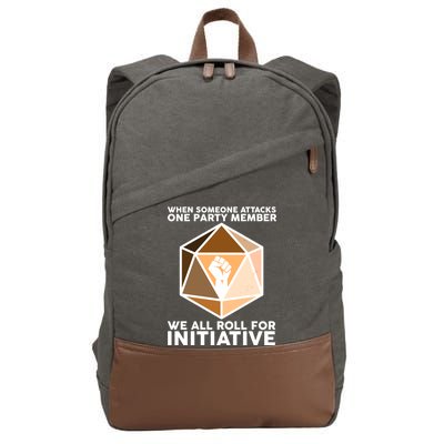 We All Roll For Initiative DnD Dice BLM Cotton Canvas Backpack