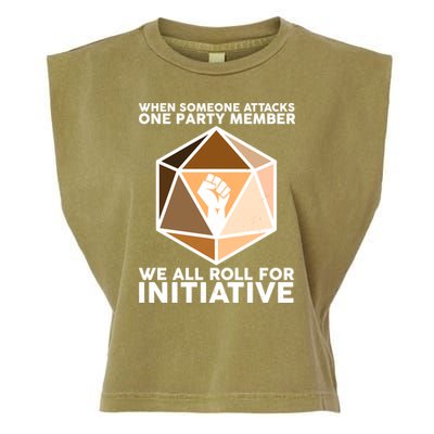 We All Roll For Initiative DnD Dice BLM Garment-Dyed Women's Muscle Tee