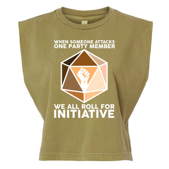 We All Roll For Initiative DnD Dice BLM Garment-Dyed Women's Muscle Tee