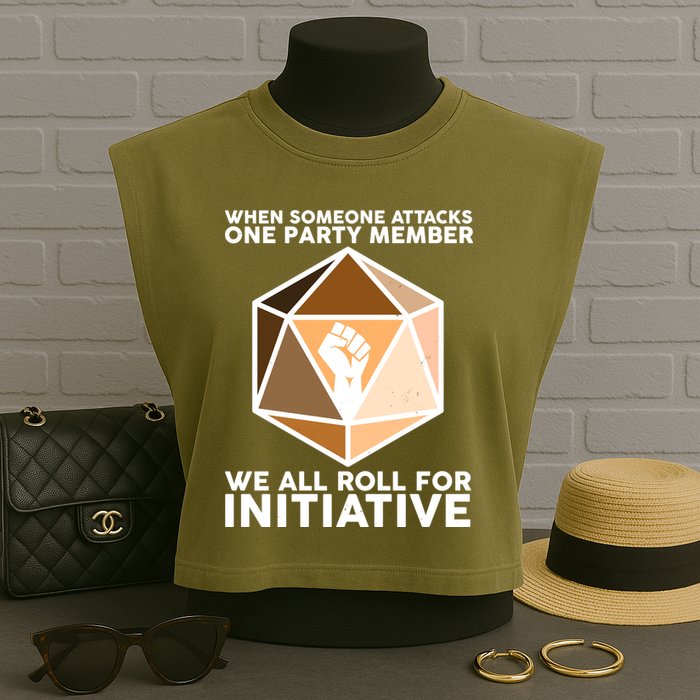 We All Roll For Initiative DnD Dice BLM Garment-Dyed Women's Muscle Tee