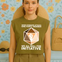 We All Roll For Initiative DnD Dice BLM Garment-Dyed Women's Muscle Tee