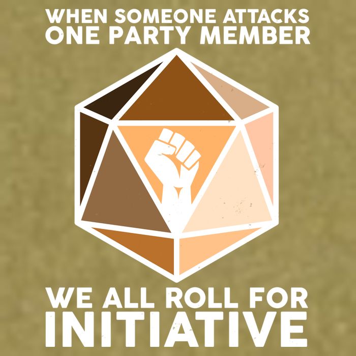 We All Roll For Initiative DnD Dice BLM Garment-Dyed Women's Muscle Tee