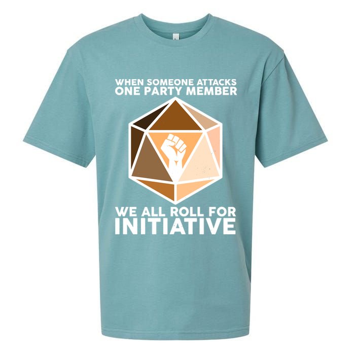 We All Roll For Initiative DnD Dice BLM Sueded Cloud Jersey T-Shirt