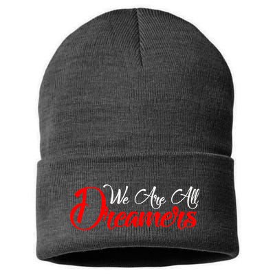 We are All Dreamers Script Logo Support DACA Sustainable Knit Beanie