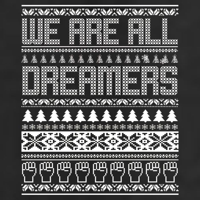 We Are All Dreamers Ugly Christmas 7 Panel Mesh Trucker Snapback Hat