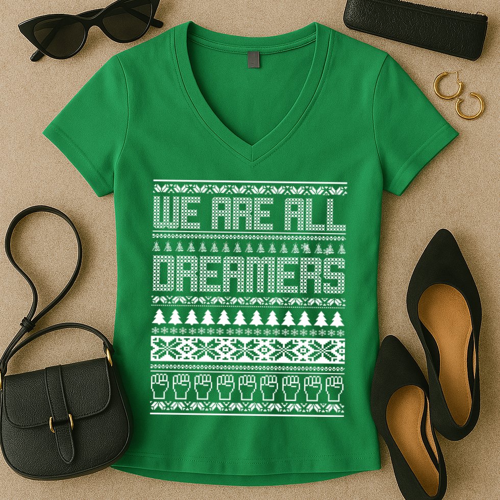 We Are All Dreamers Ugly Christmas Women's V-Neck T-Shirt