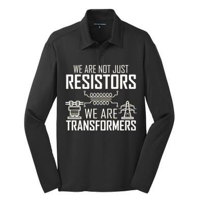 We Are Not Just Resistors We Are Transformers Science Silk Touch Performance Long Sleeve Polo