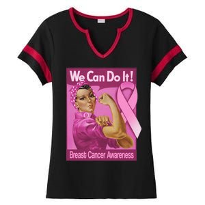 We Can Do It Fight Breast Cancer Ladies Halftime Notch Neck Tee