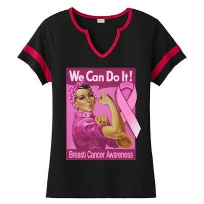 We Can Do It Fight Breast Cancer Ladies Halftime Notch Neck Tee