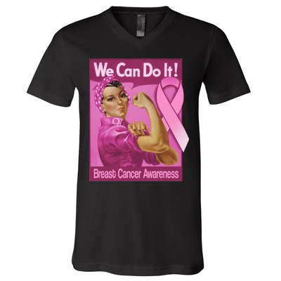 We Can Do It Fight Breast Cancer V-Neck T-Shirt