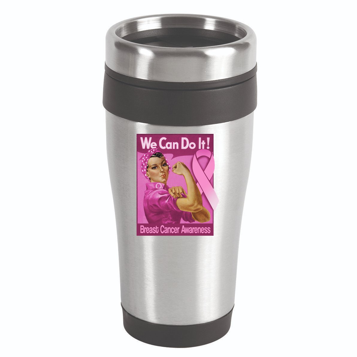 We Can Do It Fight Breast Cancer 16oz Travel Tumbler