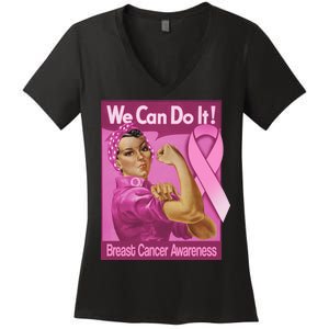 We Can Do It Fight Breast Cancer Women's V-Neck T-Shirt