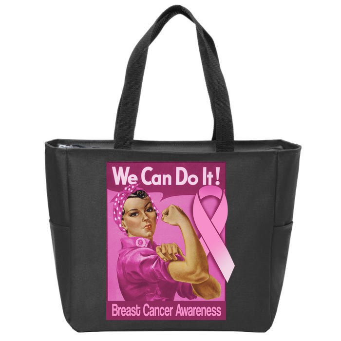 We Can Do It Fight Breast Cancer Zip Tote Bag