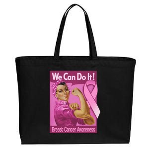 We Can Do It Fight Breast Cancer Cotton Canvas Jumbo Tote