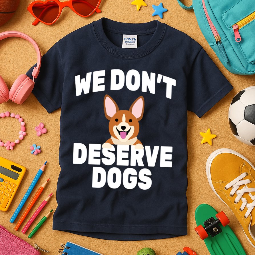 We Don't Deserve Dogs Kids T-Shirt