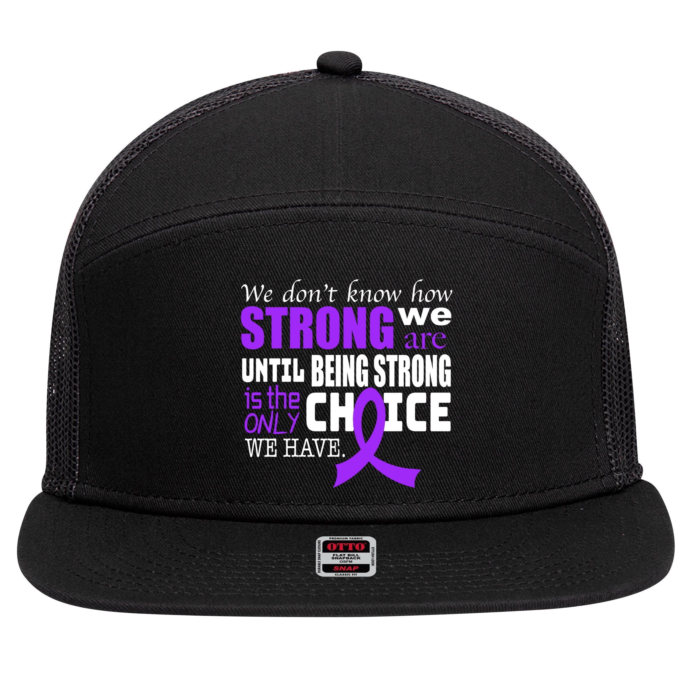 We Don't Know How Strong We Are Purple Ribbon 7 Panel Mesh Trucker Snapback Hat