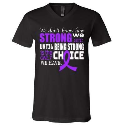 We Don't Know How Strong We Are Purple Ribbon V-Neck T-Shirt