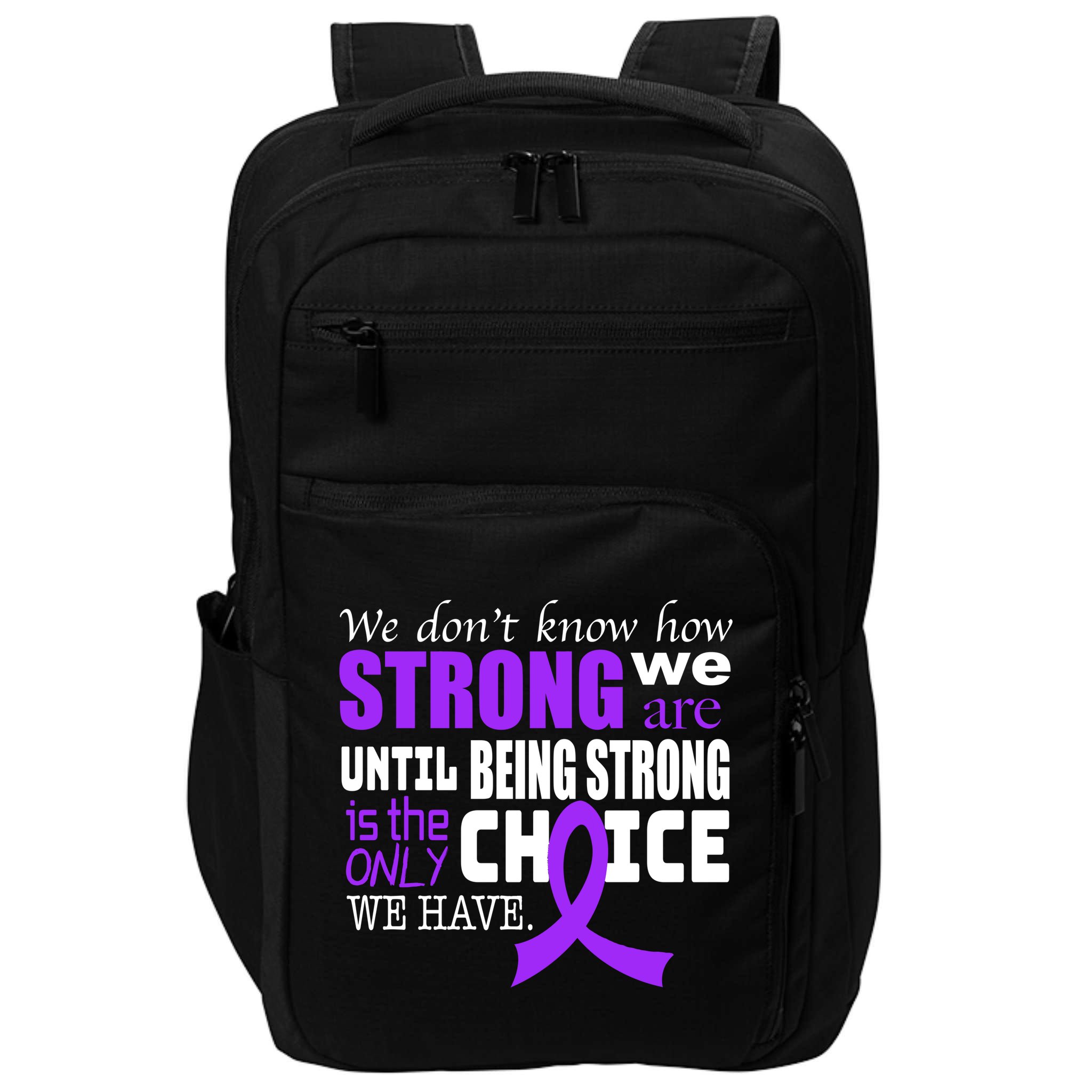 We Don't Know How Strong We Are Purple Ribbon Impact Tech Backpack