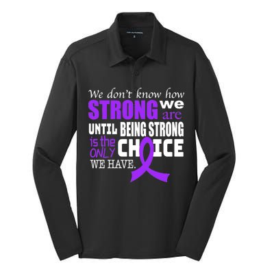 We Don't Know How Strong We Are Purple Ribbon Silk Touch Performance Long Sleeve Polo