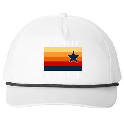 We Earn It Houston Texas Star Flag Snapback Five-Panel Rope Hat