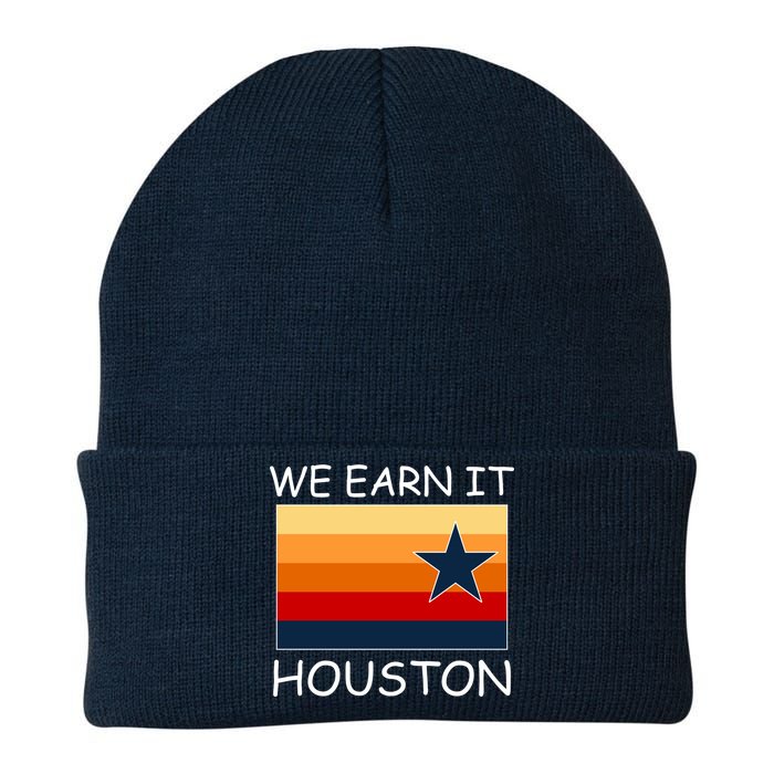 We Earn It Houston Texas Star Flag Knit Cap Winter Beanie