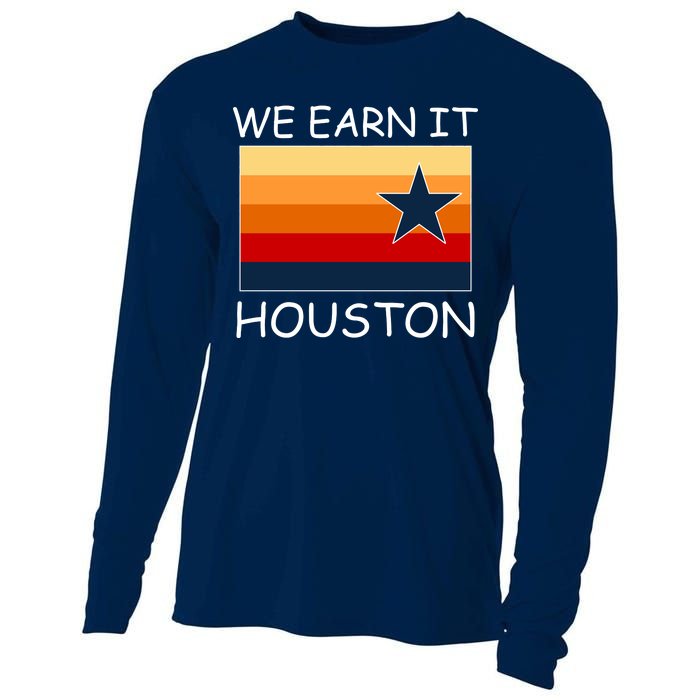 We Earn It Houston Texas Star Flag Cooling Performance Long Sleeve Crew