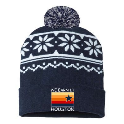 We Earn It Houston Texas Star Flag USA-Made Snowflake Beanie