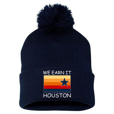 We Earn It Houston Texas Star Flag Pom Pom 12in Knit Beanie