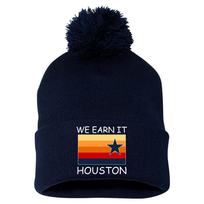 We Earn It Houston Texas Star Flag Pom Pom 12in Knit Beanie