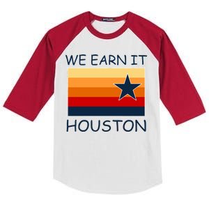 We Earn It Houston Texas Star Flag Kids Colorblock Raglan Jersey