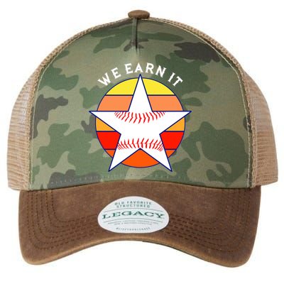 We Earn It Houston Throwback Baseball Star Legacy Tie Dye Trucker Hat