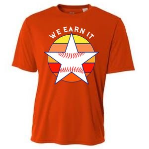 We Earn It Houston Throwback Baseball Star Cooling Performance Crew T-Shirt