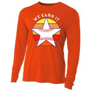 We Earn It Houston Throwback Baseball Star Cooling Performance Long Sleeve Crew