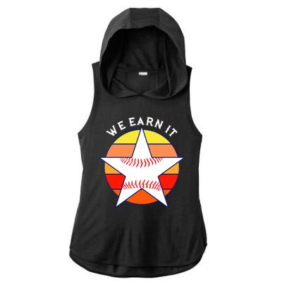 We Earn It Houston Throwback Baseball Star Ladies PosiCharge Tri-Blend Wicking Draft Hoodie Tank