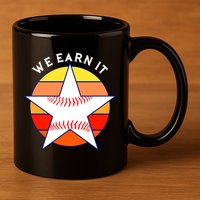 We Earn It Houston Throwback Baseball Star 11oz C Handle Ceramic Mug