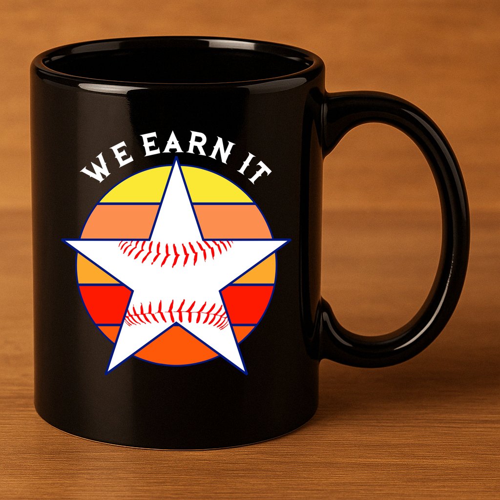 We Earn It Houston Throwback Baseball Star 11oz C Handle Ceramic Mug